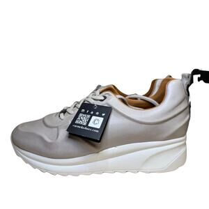Carmela Hayden Ice Grey Leather Wedge Sneakers - Size 40